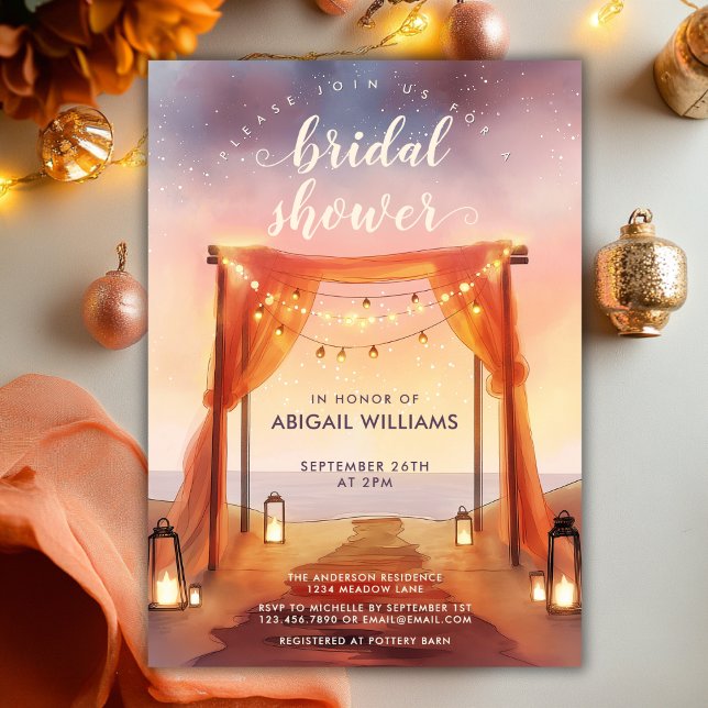 Dreamy Sunset Lantern Draped Arch Bridal Shower Invitation (Dreamy Sunset Lantern Draped Arch Bridal Shower Invitation)