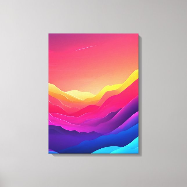 Dreamy Sunset Over Mountain Silhouettes Canvas Print (Front)