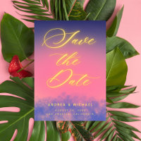 Dreamy Sunset Sky & Neon Photo QR Code Wedding