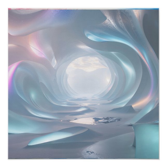 Dreamy Surreal Ice Tunnel Futuristic Fantasy Lands Poster (Front)