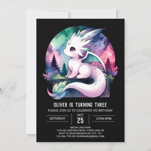 Dreamy Sweet Dragon Birthday  Invitation (Front)