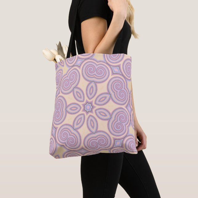 Dreamy Swirls – Pastel Psychedelic Pattern Tote Bag (Close Up)
