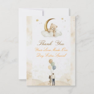 Dreamy Teddy Bear Moon Baby Shower Thank You Card