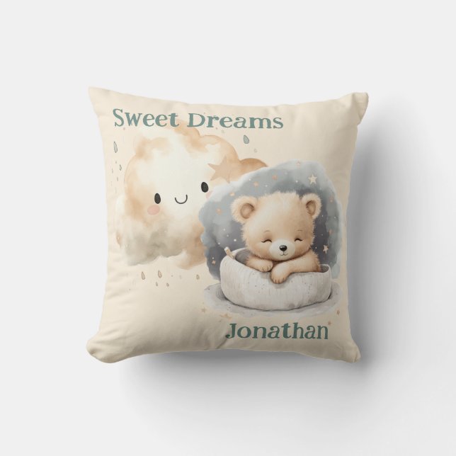 Dreamy Teddy Bear Sky Design Cushion (Front)