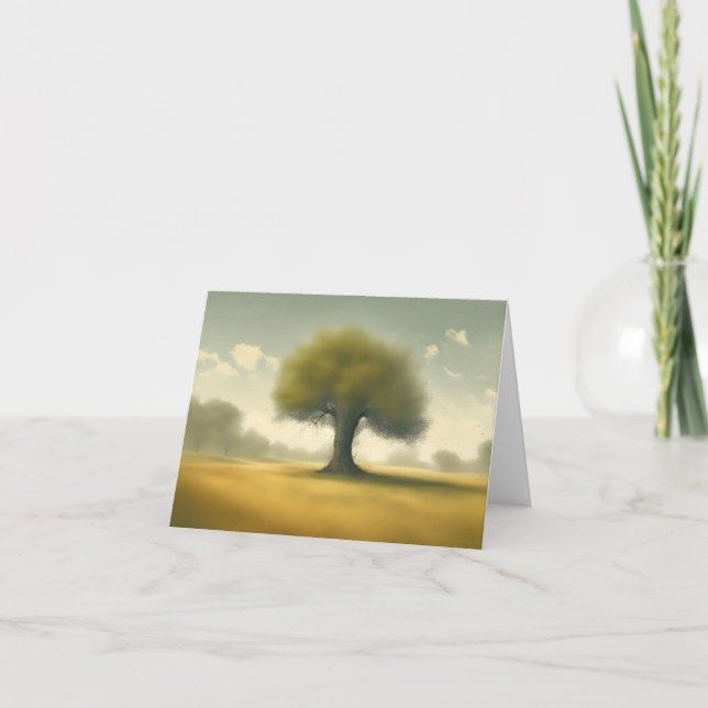 Dreamy Tree In Field Note Card (Front)