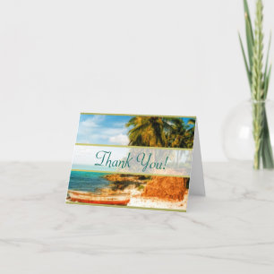 Dreamy Tropical Beach Wedding Thank You Card