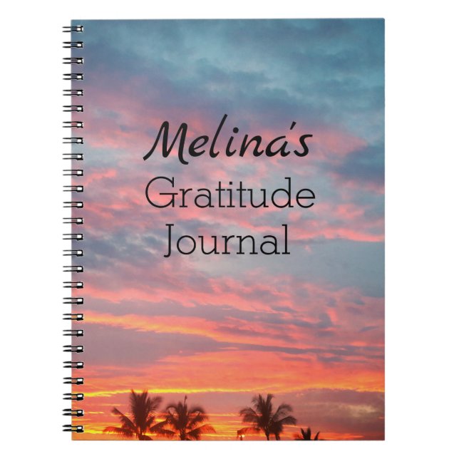 Dreamy Tropical Sunset  Gratitude Personalized Notebook (Front)