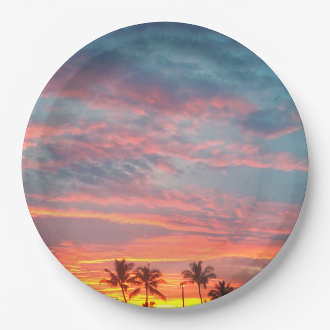 Dreamy Tropical Sunset Paper Plate (Front)