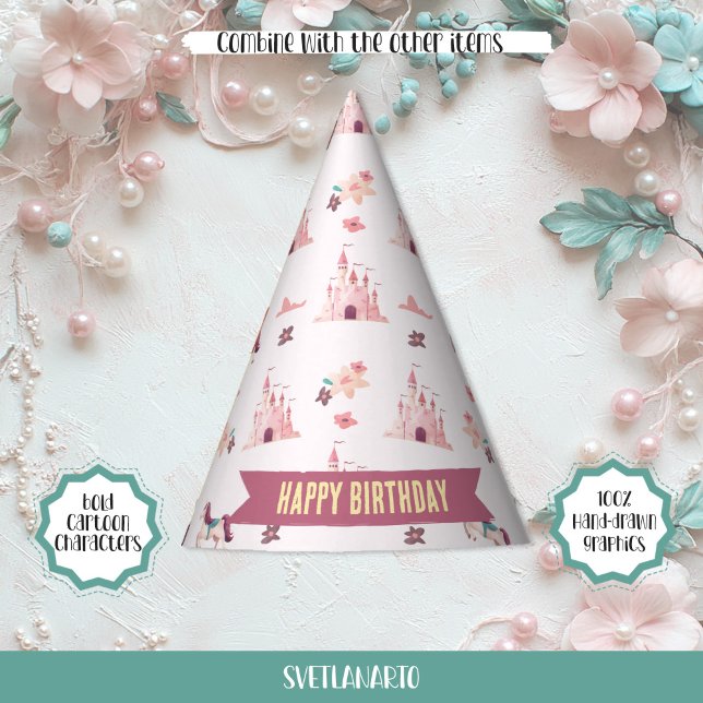 Dreamy Unicorn and Castles Paper Party Hat (Creator Uploaded)
