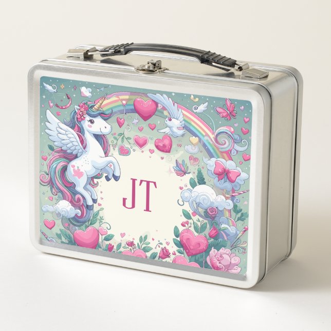 Dreamy Unicorns and Rainbows lunch box (Front)