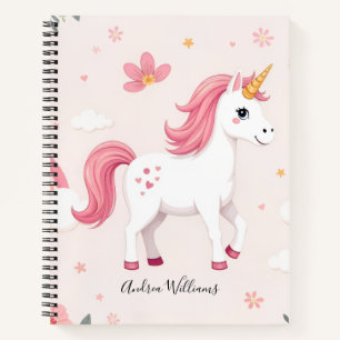 Dreamy Unicorns, Rainbows, Flowers, Cute Notebook