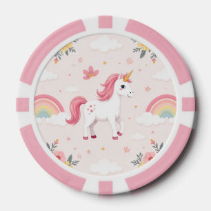 Dreamy Unicorns, Rainbows, Flowers, Lucky Poker Chips