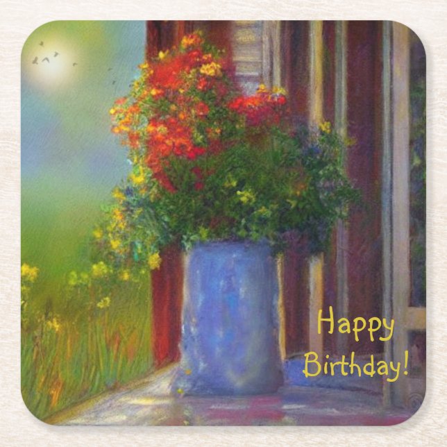 Dreamy Vase Of Flowers Party Coasters (Front)