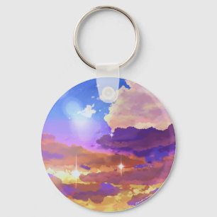 Dreamy Vibrant Sunset Sky Circle Keychain