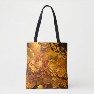 Dreamy Vintage Flower in Gold Tote Bag