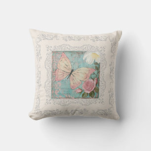 Dreamy Vintage Vibes Cottage Butterfly  Cushion