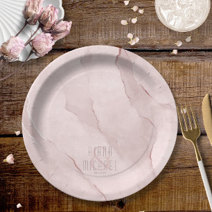 Dreamy Watercolor Abstract Wedding Blush ID817 Paper Plate