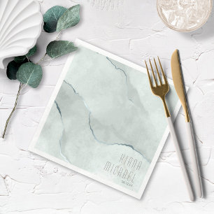 Dreamy Watercolor Abstract Wedding Green/Bl ID817 Napkin