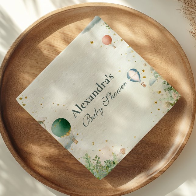 Dreamy Watercolor Balloon Baby Shower Napkin (Creator Uploaded)