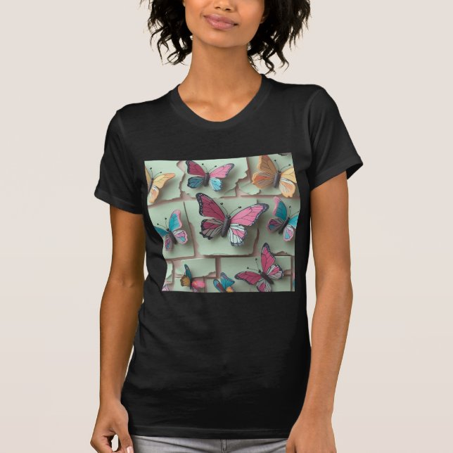 Dreamy Watercolor Butterfly T-Shirt for Women (Front)