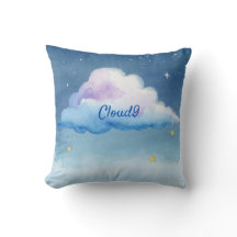 Dreamy watercolor cloud9 throw pillow