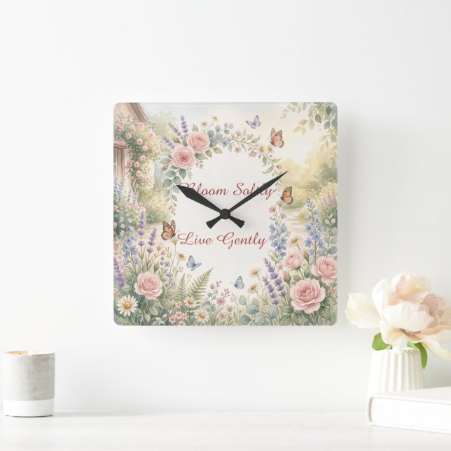 Dreamy Watercolor Floral Personalised Clock  (Home)