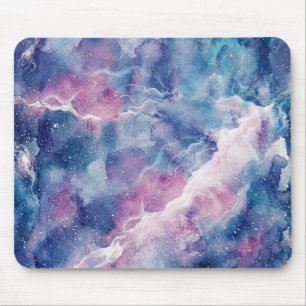 Dreamy Watercolor Galaxy & Stars Mouse Pad