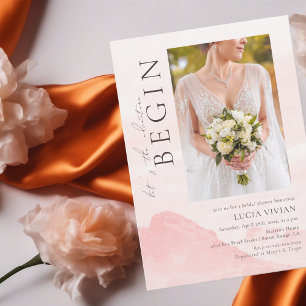 Dreamy Watercolor Mountain Photo Bridal Shower Invitation