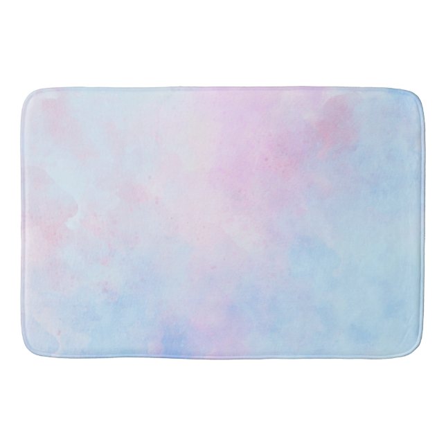 Dreamy Watercolor Pink Blue Turquoise Bath Mat (Front)