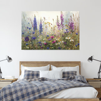 Dreamy Watercolor Wildflowers Canvas Print