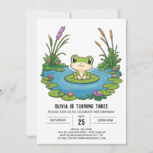 Dreamy Whimsical Frog Digital Birthday Invitation