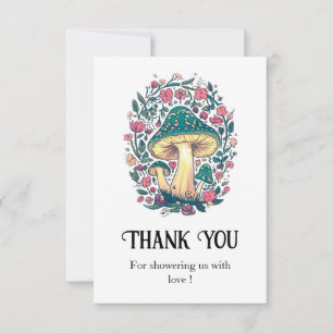 Dreamy Whimsical Mushroom Baby Shower Thank You Card