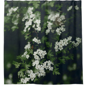 Dreamy White Blossom Botanical Nature Photography Shower Curtain