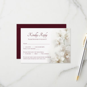 Dreamy White Orchids Simple Wedding RSVP Card