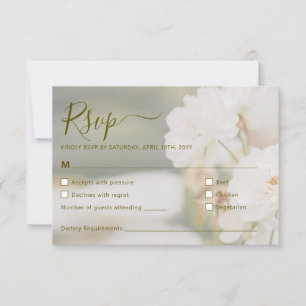 Dreamy White Roses Background Photo Wedding RSVP Card