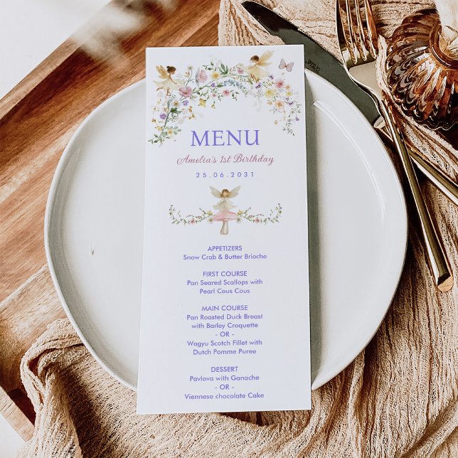 Dreamy Wildflower Fairy Birthday Menu Card (Creator Uploaded)