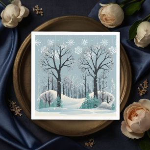 Dreamy Winter Forest Snowflakes Baby Shower Napkin
