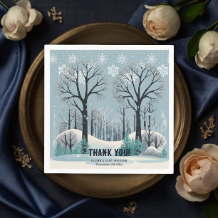 Dreamy Winter Forest Snowflakes Baby Shower Napkin