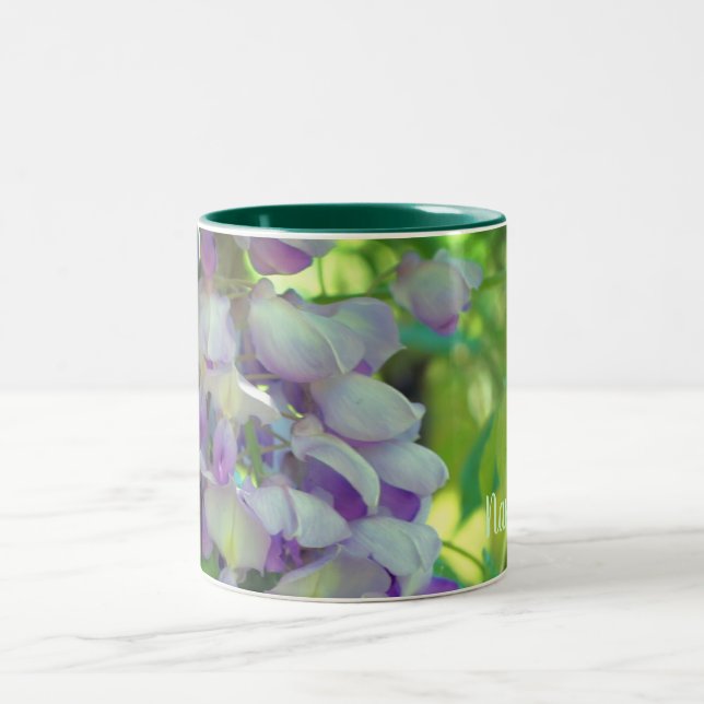 Dreamy Wisteria Flower Personalised Two-Tone Coffee Mug (Center)