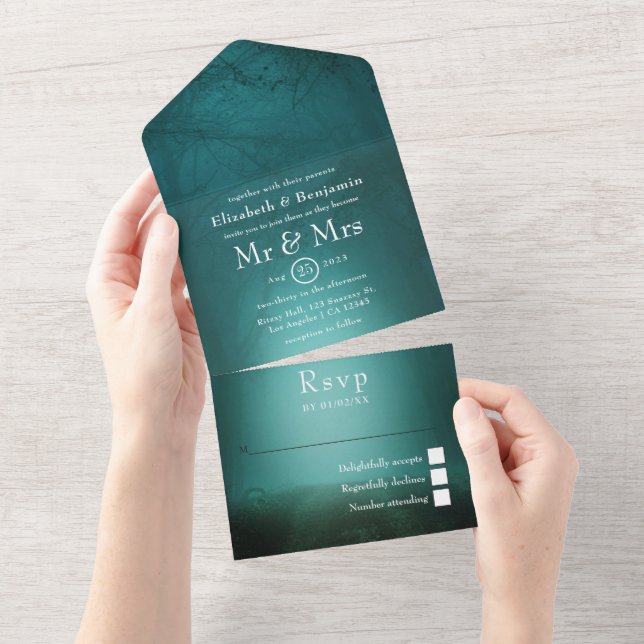 Dreamy Woodland Forest Wedding All In One Invitation (Tearaway)