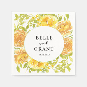 Dreamy Yellow Rose Wedding Napkin
