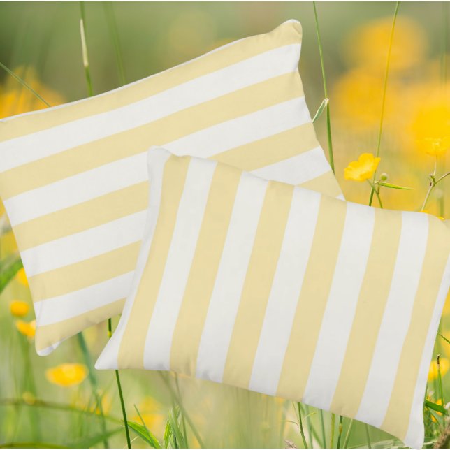  Dreamy Yellow White Stripe Decorative Cushion (Sunny yellow and white stripes!)