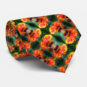 Dreamy Zinnia Flower Pattern    Tie