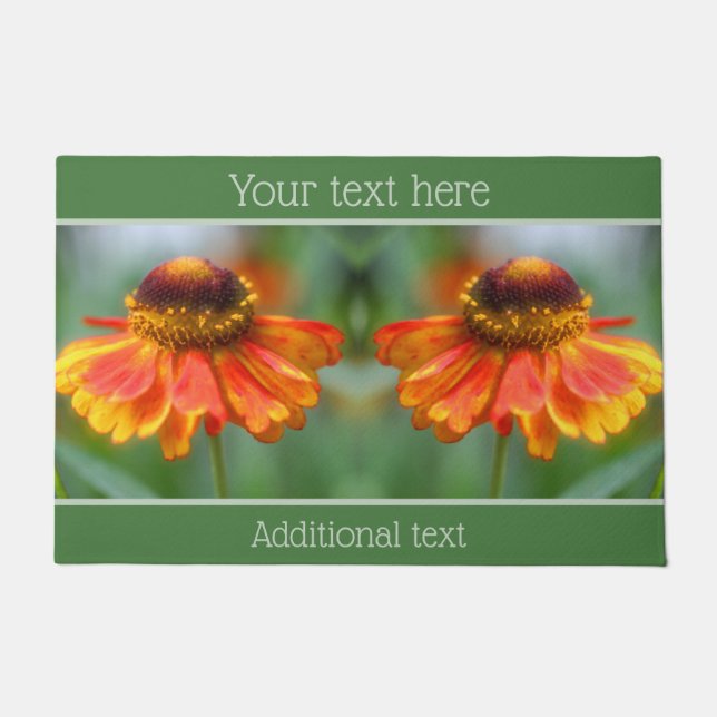 Dreamy Zinnia Flower Personalised Doormat (Front)