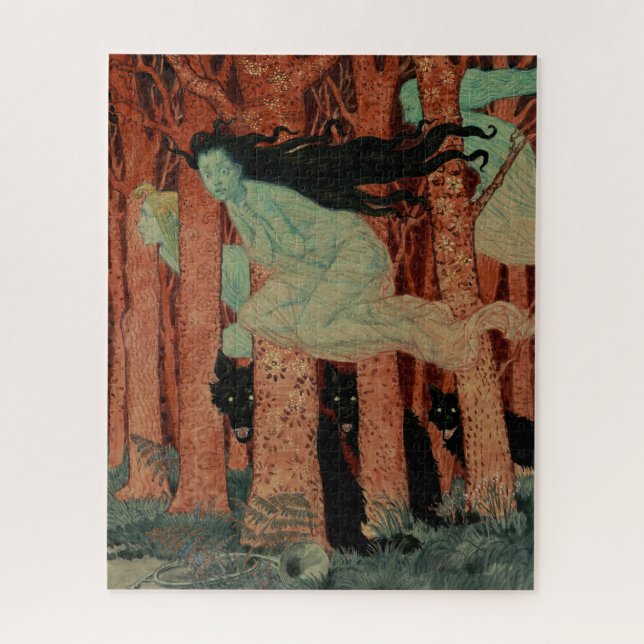 Drei Frauen With Black Wolves Grasset Art Jigsaw Puzzle (Vertical)