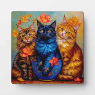 Drei Maine-Coon-Gefährten Portrait Plaque