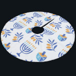Dreidel and Menorah White Hanukkah Fleece Tree Skirt<br><div class="desc">Dreidel and Menorah White Hanukkah Fleece Tree Skirt</div>