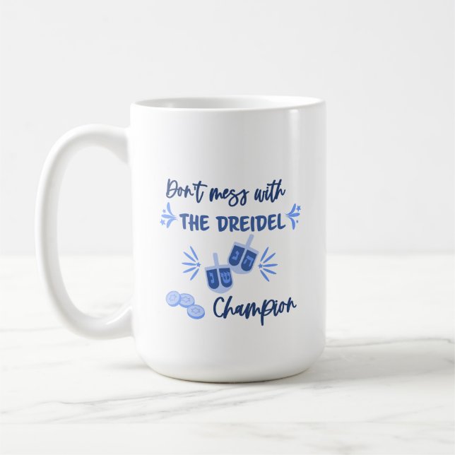 Dreidel Champion Humour Hanukkah Mug (Left)