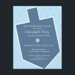 Dreidel Chanukah Party Invitation<br><div class="desc">Dreidels are part of the Hanukkah fun so show that with this Hanukkah invitation. A cobalt blue dreidel takes up most of the invitation's front against a subtle Star of David blue background. All your customised party information goes inside the dreidel. Available in alternate colours with matching products.</div>