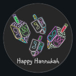 Dreidel, Dreidel, Dreidel Stickers<br><div class="desc">Graphic illustration of a Hannukah dreidels in bright colours.  Brighten up the holiday with this colourful design.</div>
